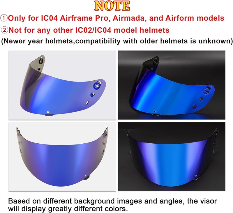 psler Icon Ic04 Visor - Icon Ic-04 Airframe Pro/Airmada/Airform Visor Motorcycle Helmet Tinted Visor UV Protection Face Shield Replacement for Ic04,Deep Blue - Image 3